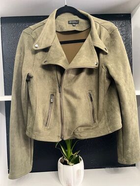 Shinestar Olive Suede Moto Jacket - Women's